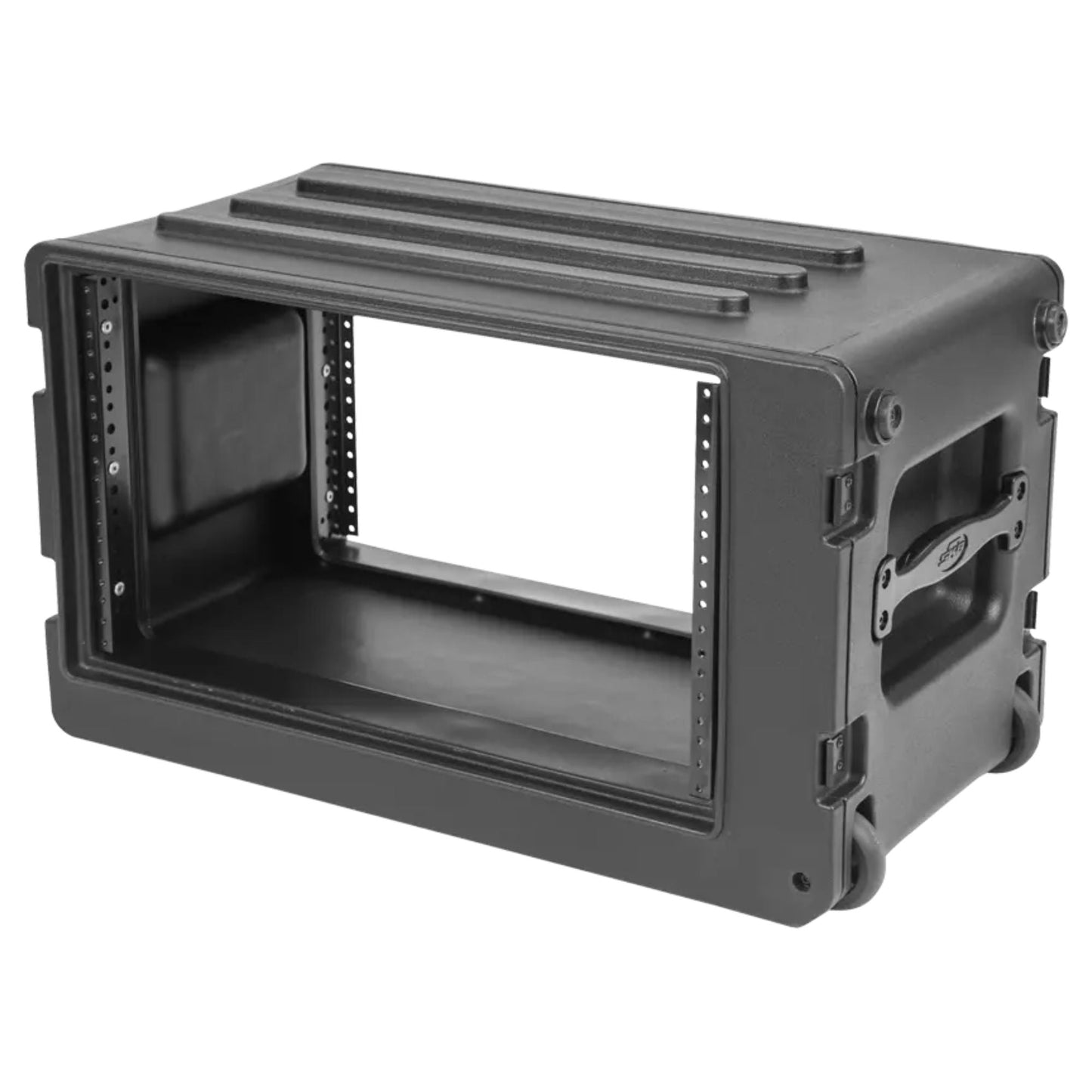SKB 6U rSeries Shallow Rolling Rack with Integrated Back Wheels and Pull Handle