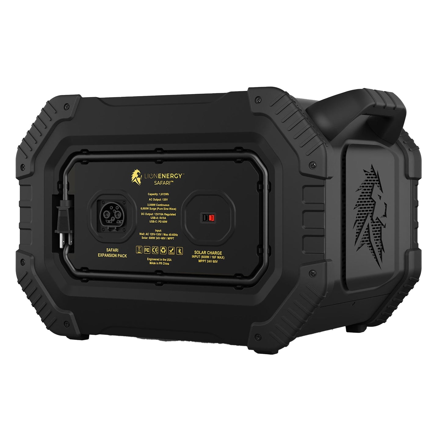 Lion Energy Safari Solar Power Generator, Multiple Outputs, 3,000 Watts, Black