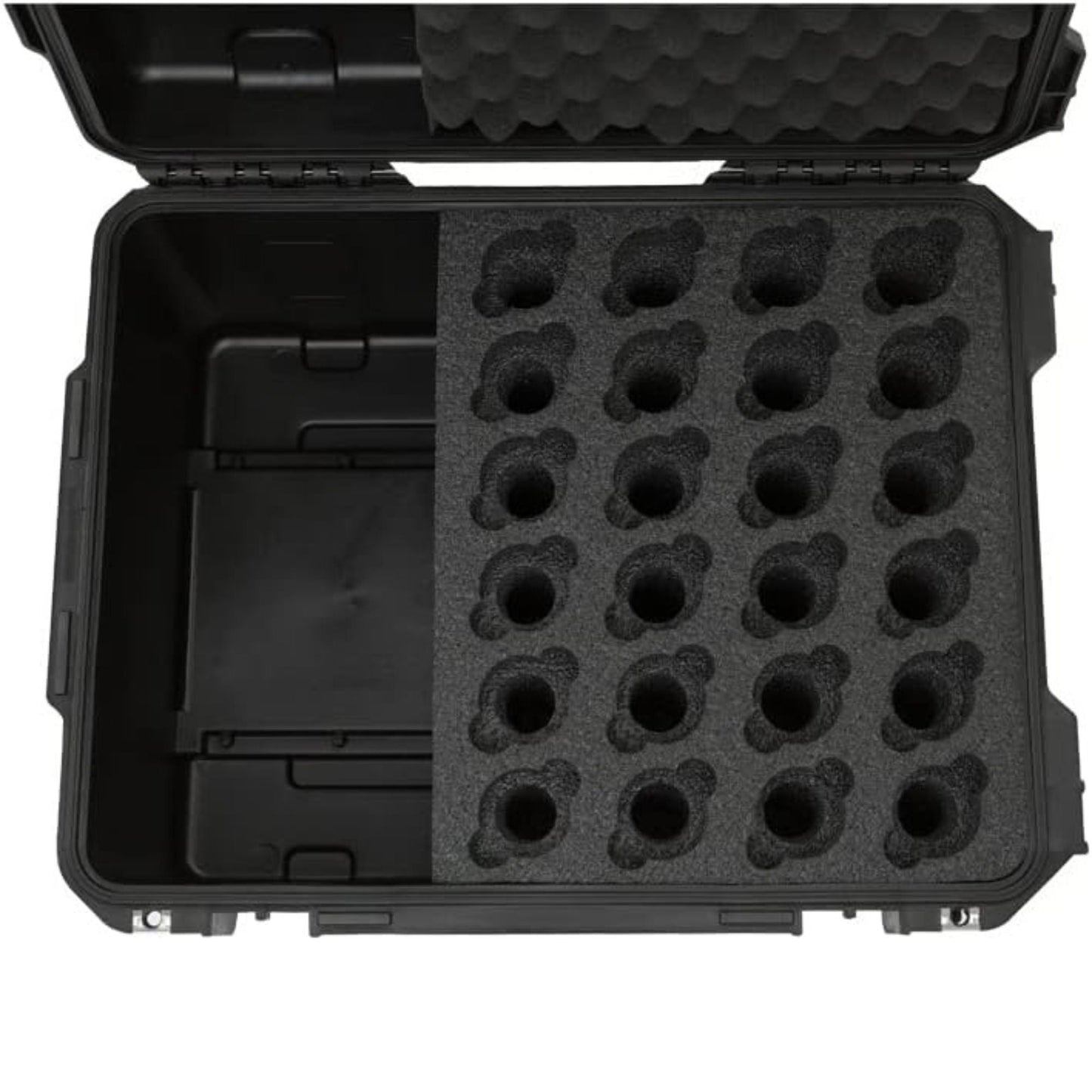 SKB Microphone Hard Case, 24-Slot Foam Interior with Cable Storage and Wheels