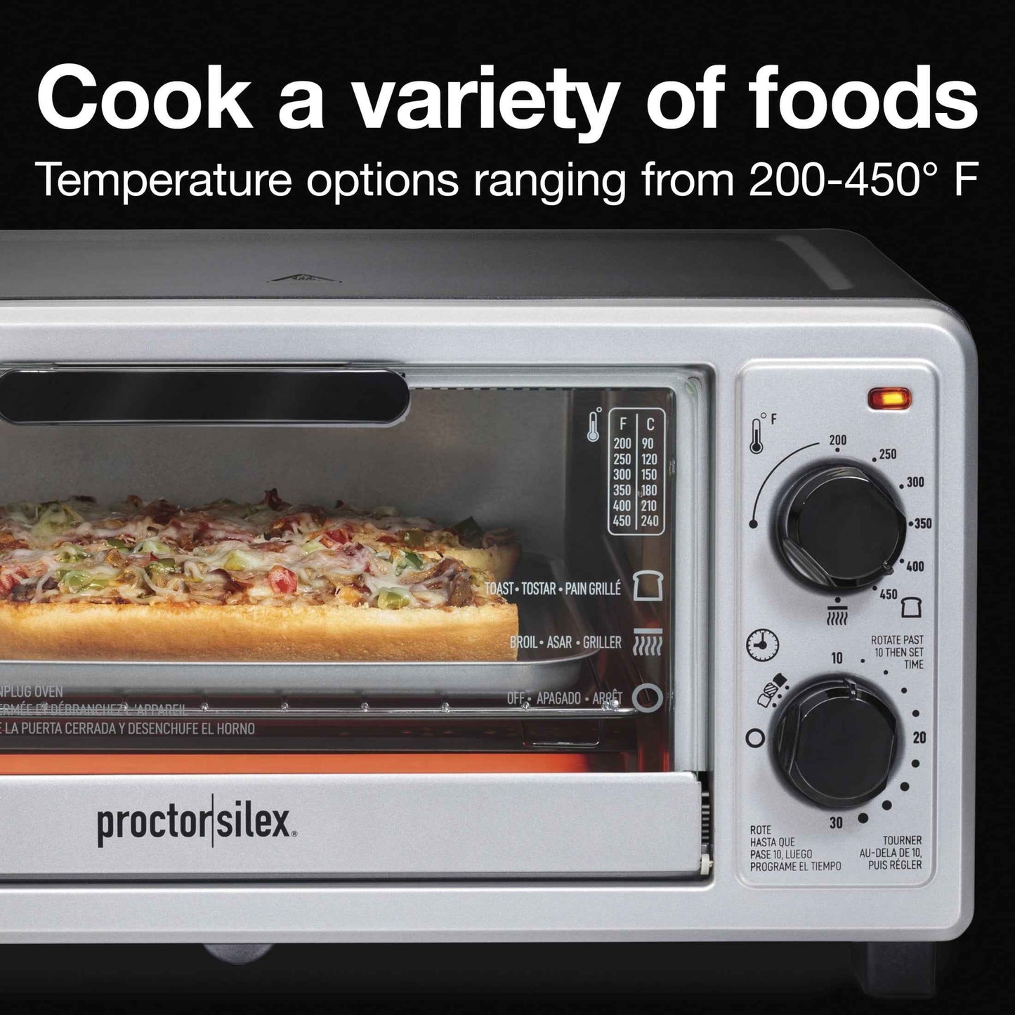 Proctor Silex 4 Slice Countertop Toaster Oven Broiler, Black and Silver