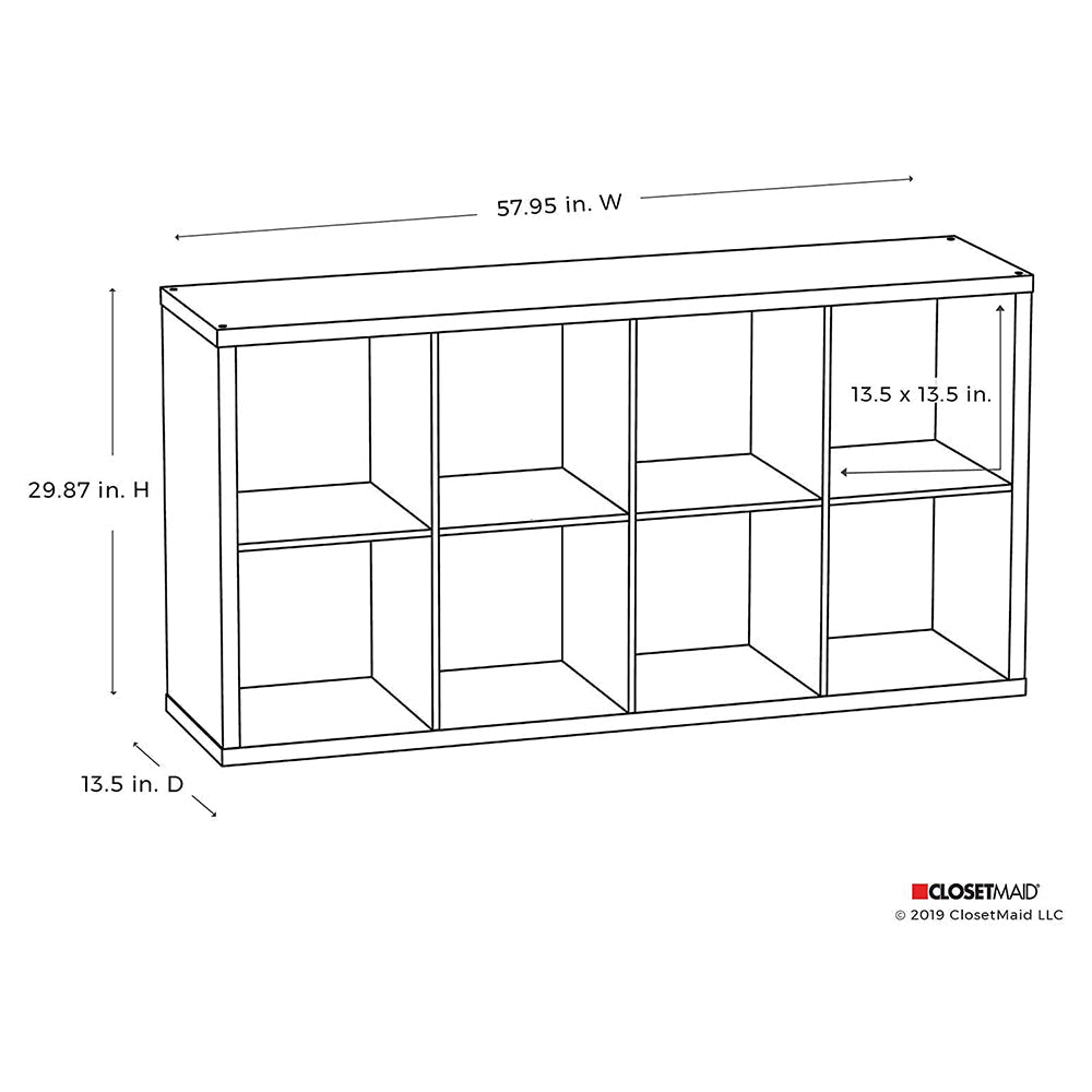 ClosetMaid 4583 Bookcase Open Back 8-Cube Storage Organizer, White (2 Pack)