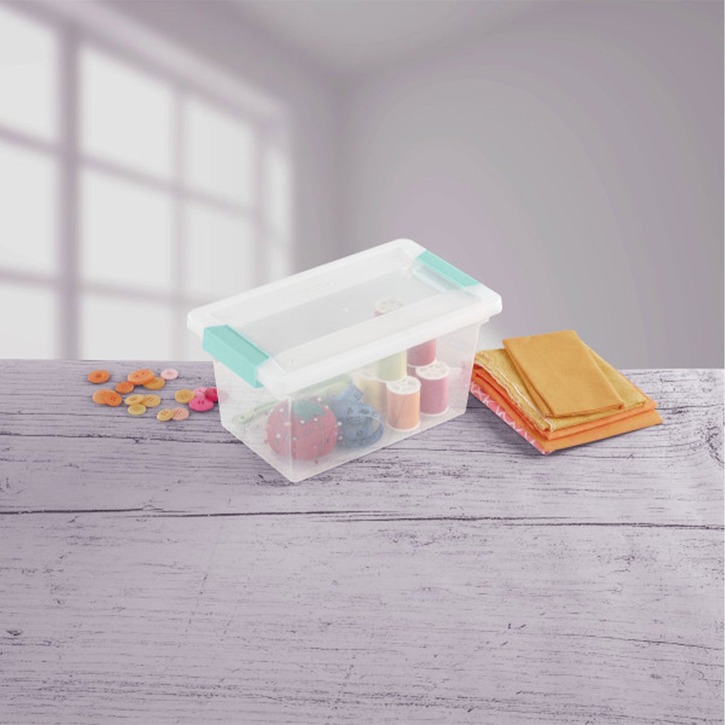 Sterilite Plastic Medium Clip Storage Box Container with Latching Lid, 8 Pack