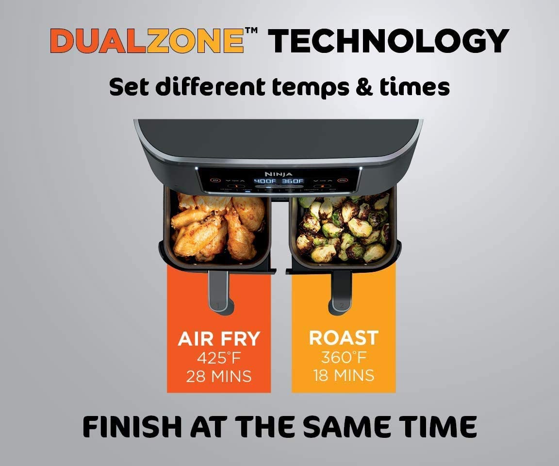 Ninja DZ100 Foodi 4-in-1 8-qt. 2-Basket Air Fryer with DualZone Technology