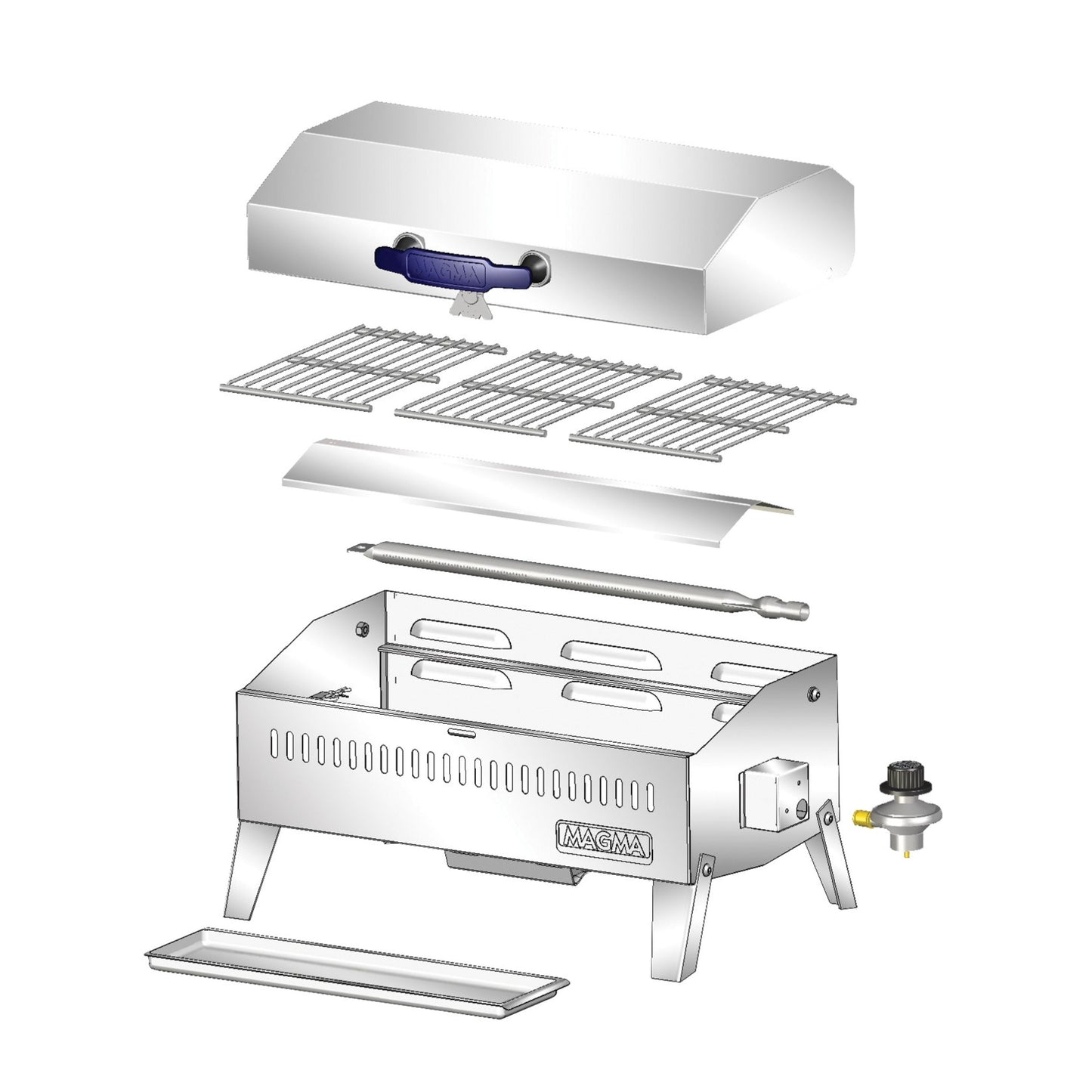 Magma A10-703 Marine Kettle Cabo Gas Grill | Portable Stainless Steel Boat BBQ | Propane Grill for Small Boats & RVs