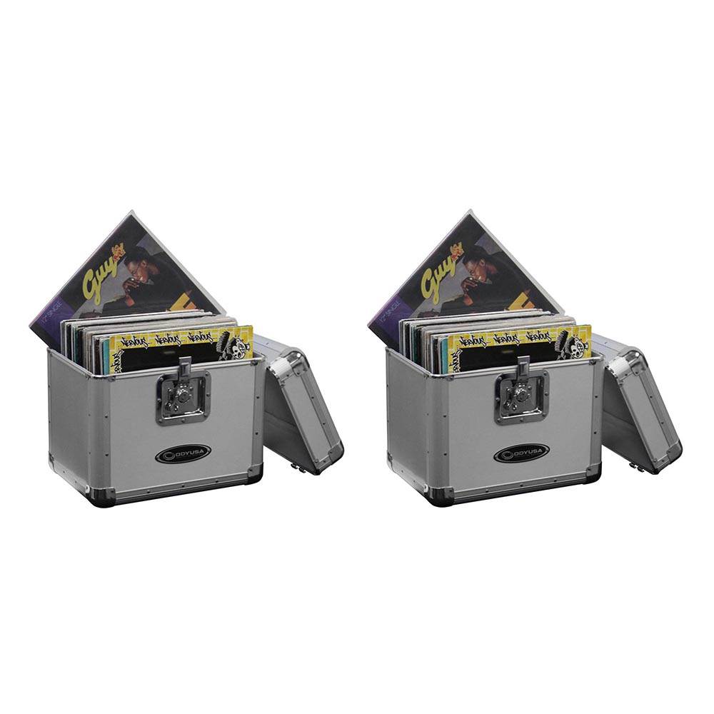 Odyssey KROM Transport Case for 70, 12 Inch Vinyl Records, Silver (2 Pack)