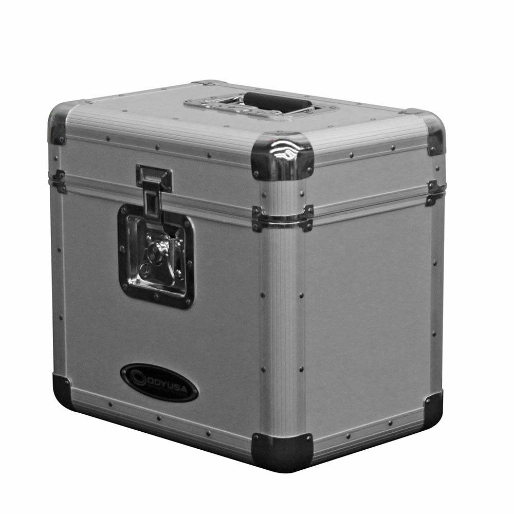 Odyssey KROM Stacking Transport Case for 70, 12 Inch Vinyl LPs, Silver (2 Pack)