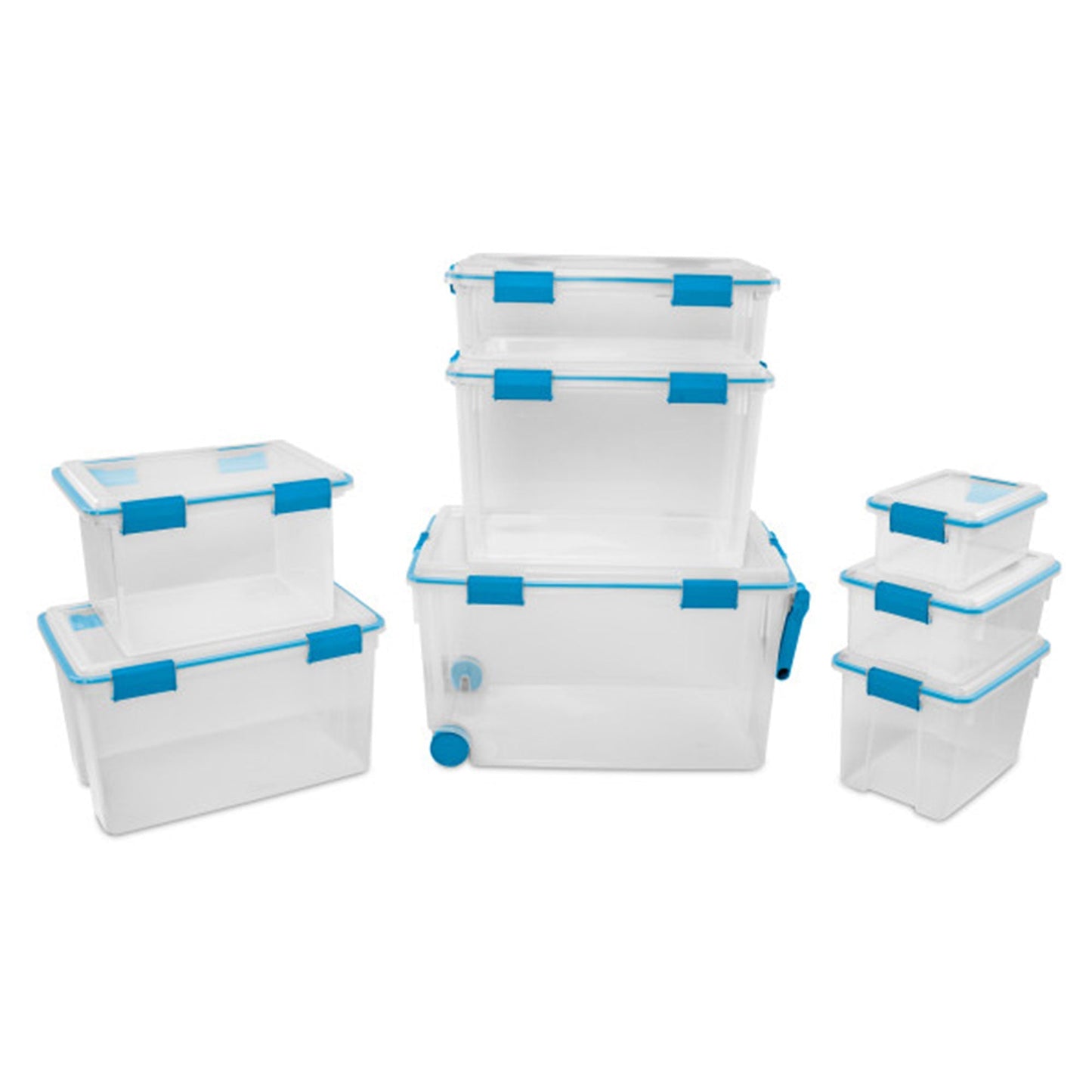 Sterilite 37 Quart Clear Plastic Home Storage Tote Bin with Secure Lids, 8 Pack