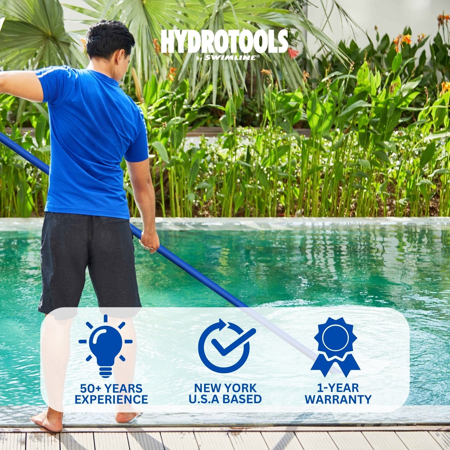 Swimline Hydrotools 2 Piece Telescopic Pole with Locking Cams for Pool Cleaning