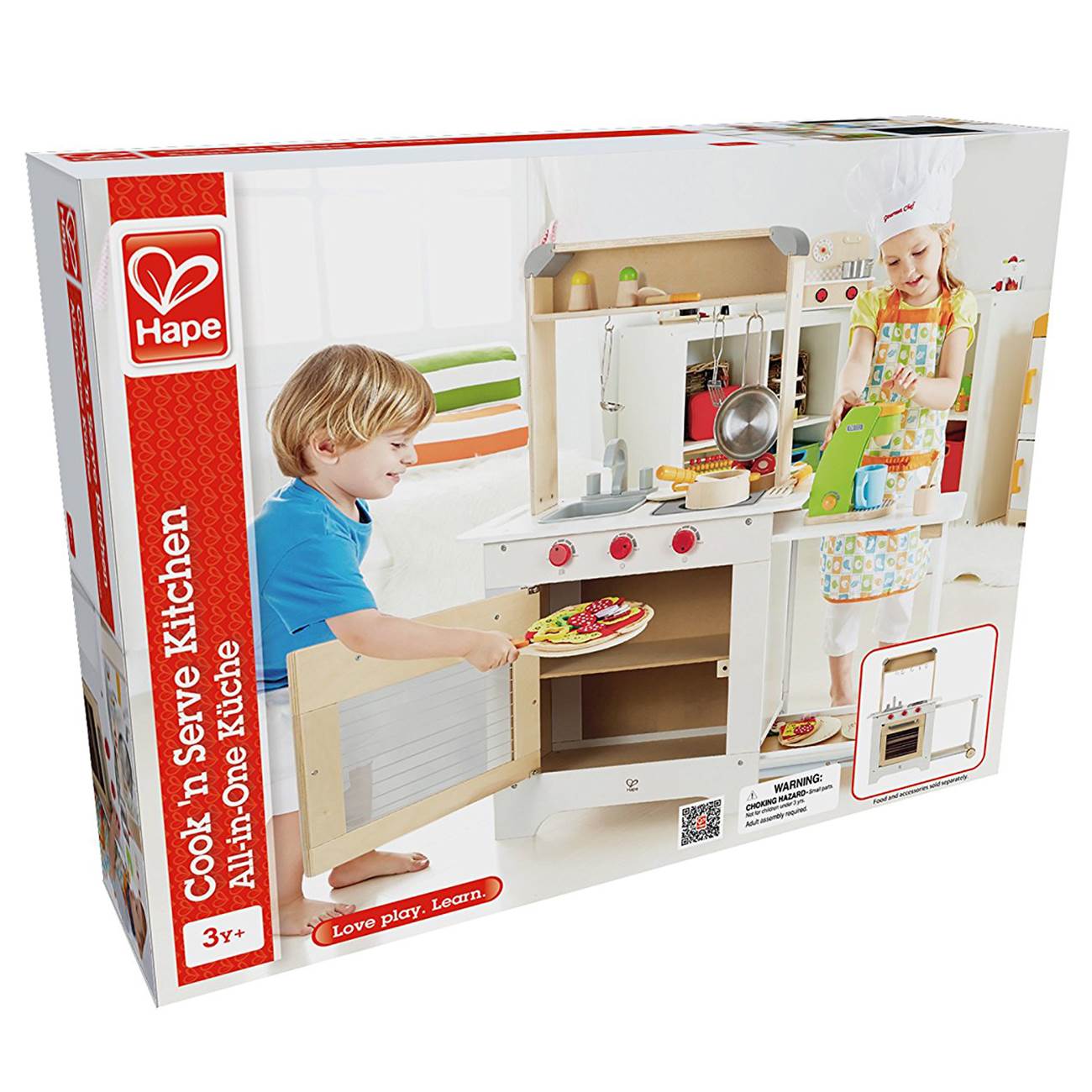 Hape Cook 'N Serve Kids Contemporary Design Pretend Play Wooden Cooking Kitchen