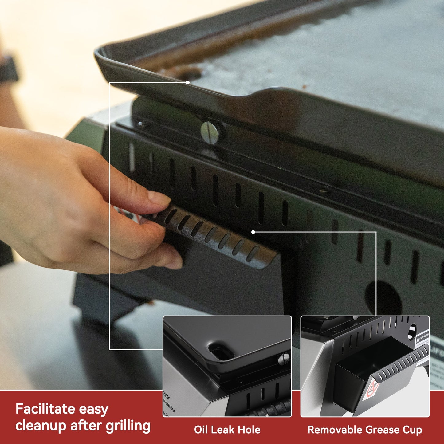 Royal Gourmet PD1300 3-Burner 26,400-BTU Portable Gas Grill Griddle, Outdoor Camping, Tailgating