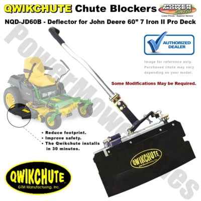 Qwikchute Chute Blocker / Deflector Compatible with John Deere Mowers with 60" Decks (7-Iron II Pro Deck) (Quickchute) NQD-JD60B