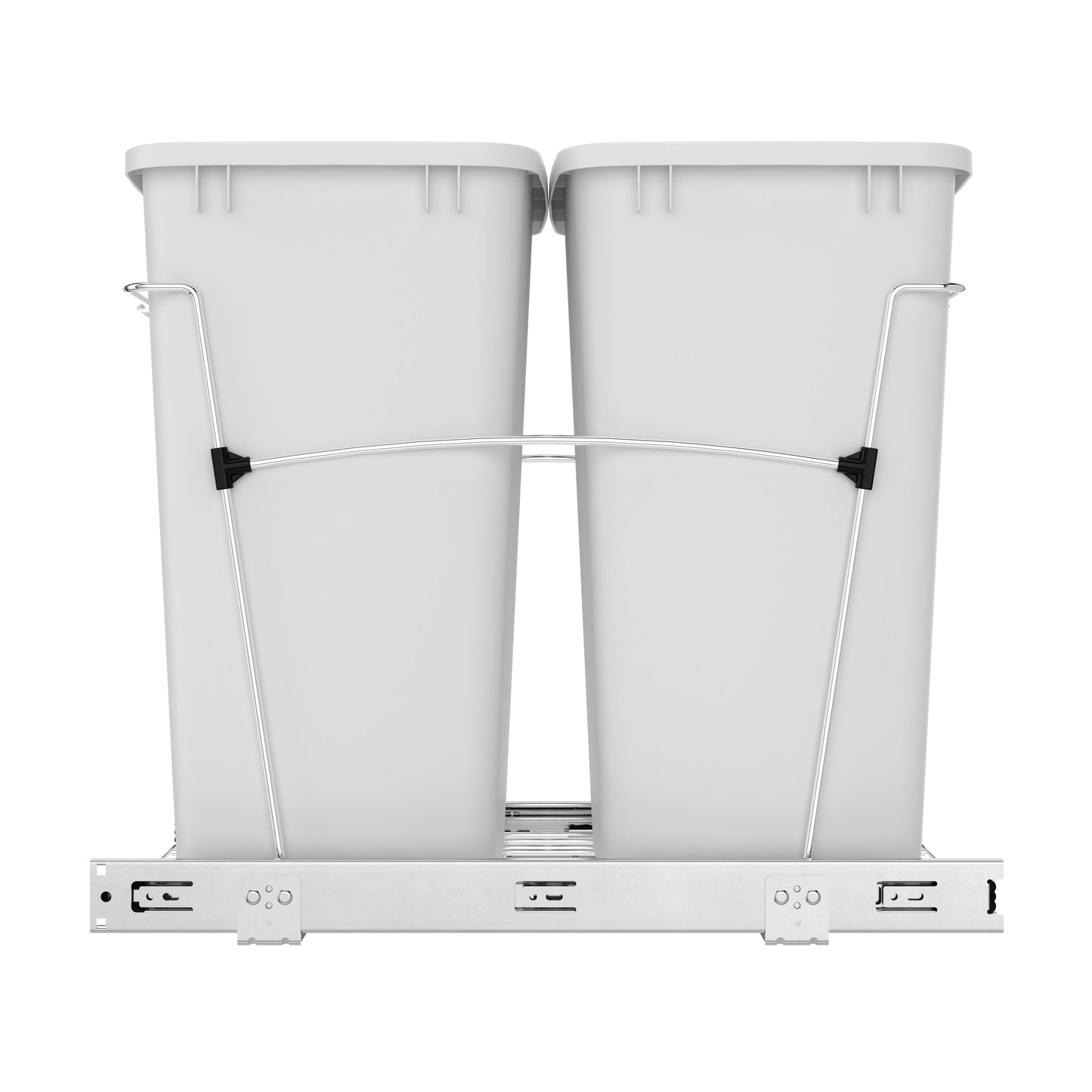 Rev-A-Shelf Double Pullout Trash Can 35 qt. for Kitchen, White, RV-18KD-11C S