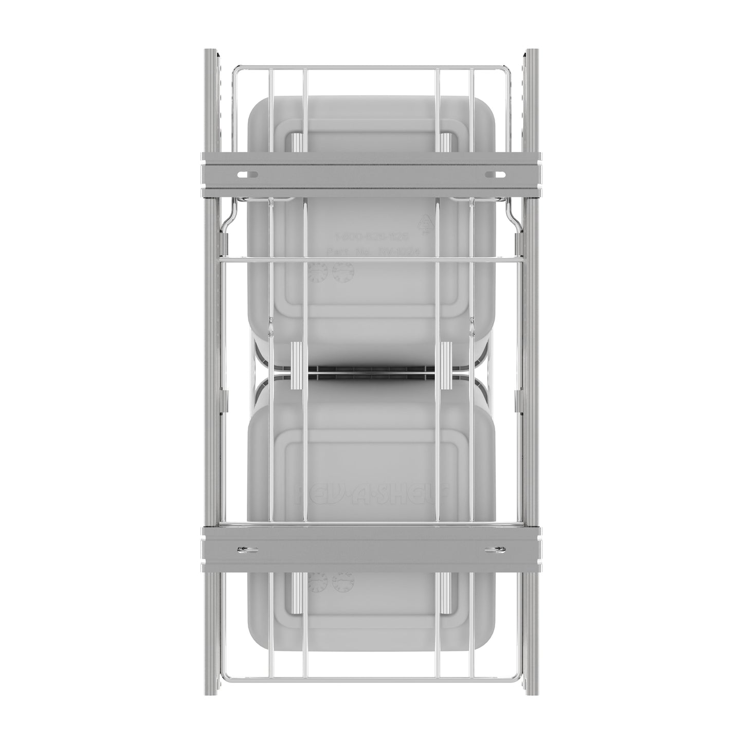 Rev-A-Shelf Double Pullout Trash Cans 27 qt. for Kitchen, White, RV-15KD-11C S