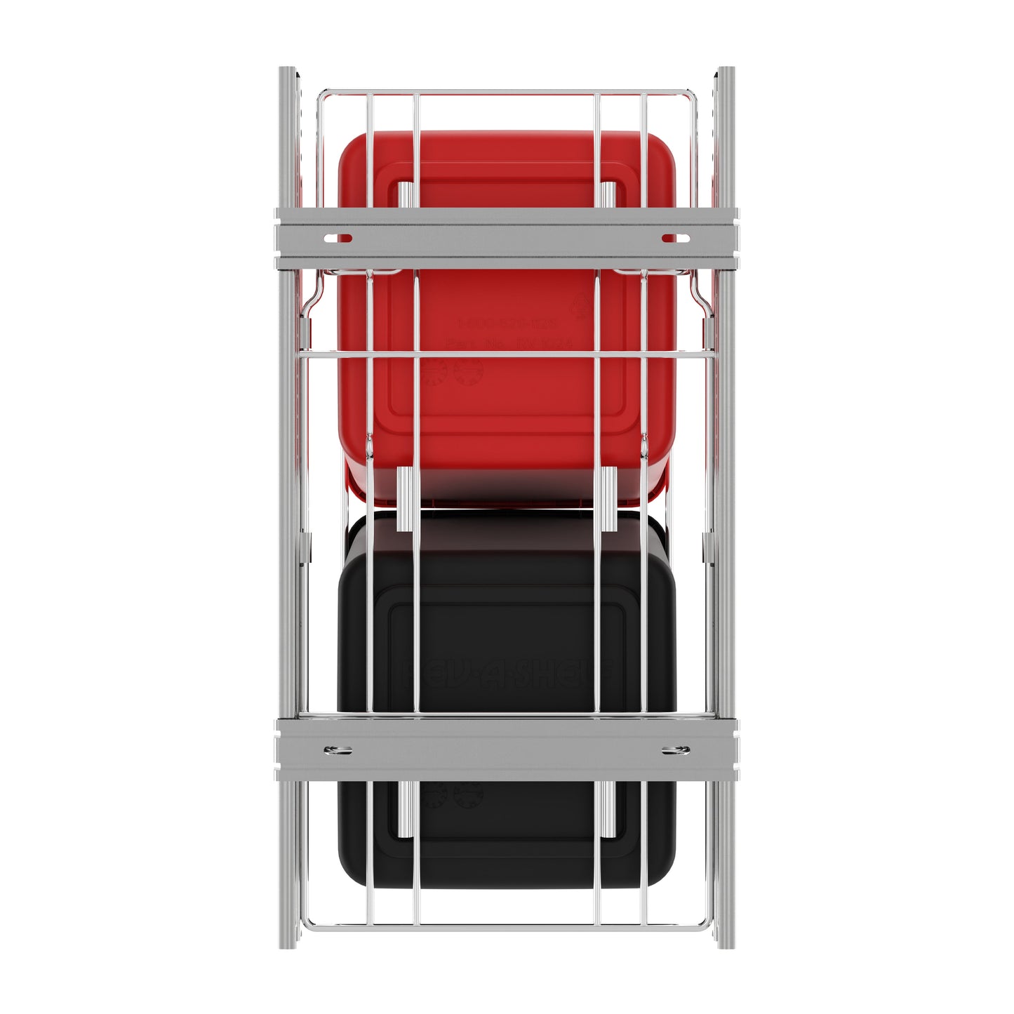 Rev-A-Shelf Double Pullout Trash Can 27 qt. for Kitchen, RedBlk, RV-15KD-1618C-S