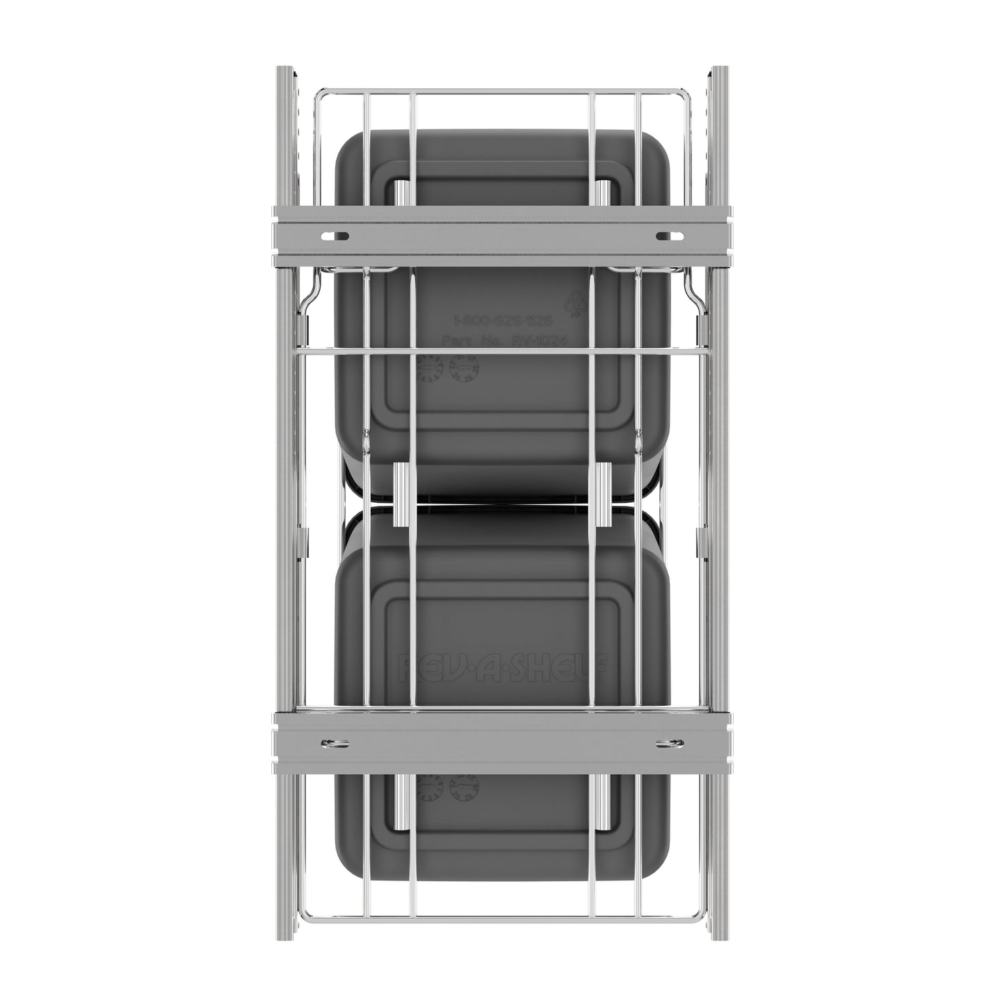 Rev-A-Shelf Double Pullout Trash Cans 27 qt. for Kitchen, Silver, RV-15KD-17C S