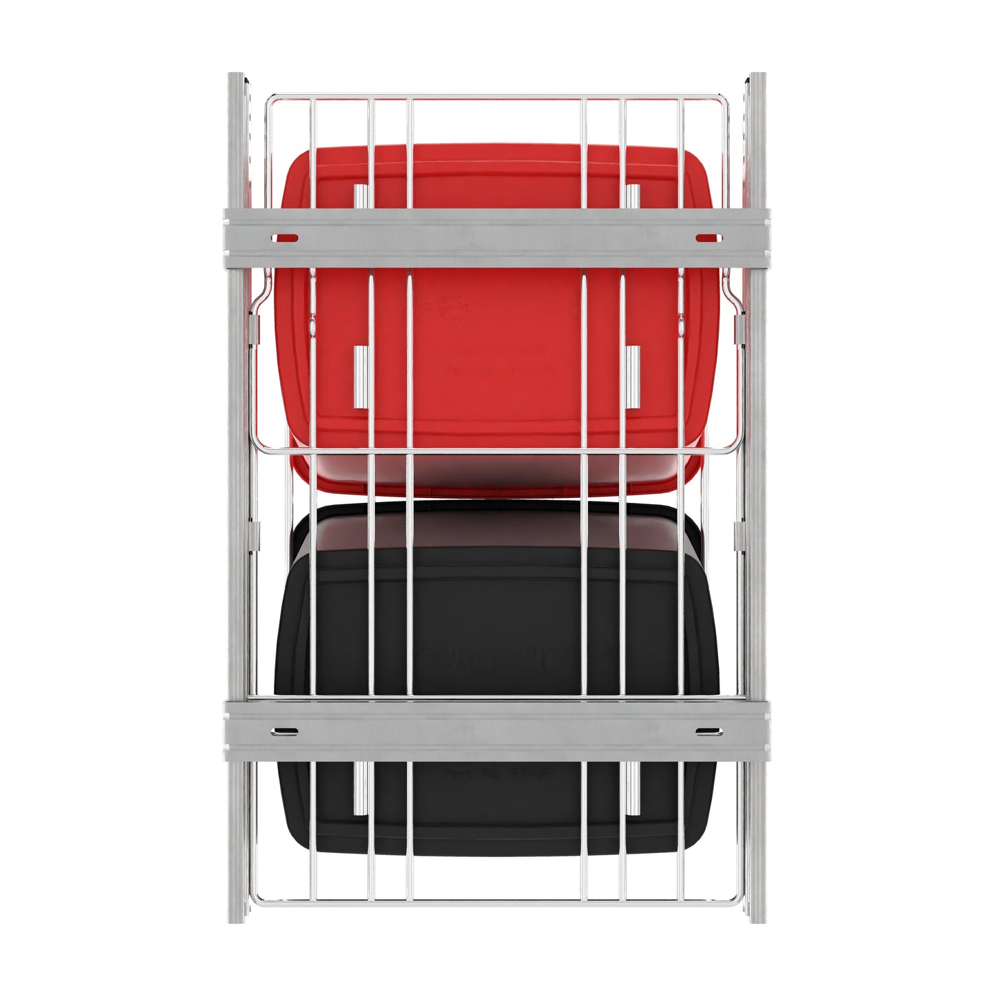 Rev-A-Shelf Double Pullout Trash Can 35 qt. for Kitchen, Red, RV-18KD-1618C-S