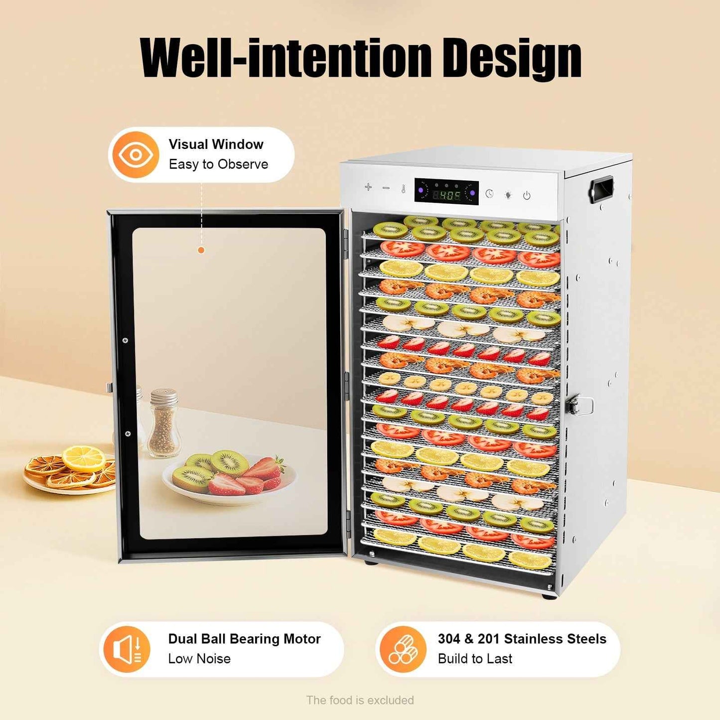 Commercial Dehydrator 18 Stainless Steel Trays Fruit Vegetable Food Dry Machine