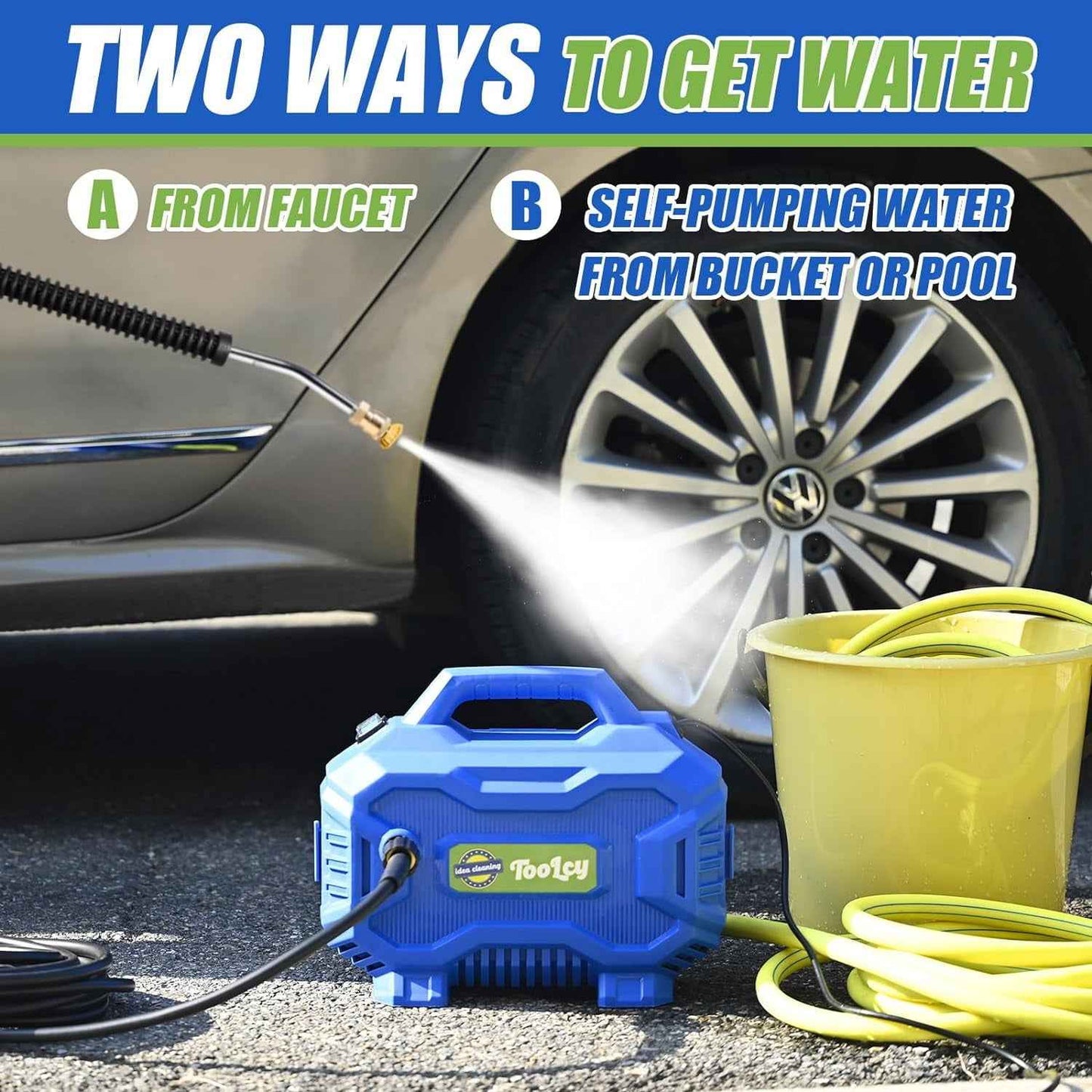 TOOLCY Pressure Washer 2030 PSI Max, Power Washer Electric Powered, 50FT Pressure Hose, Short Gun & Extension Wand, Foam Cannon, 5 Nozzles, Cars Patios Washer