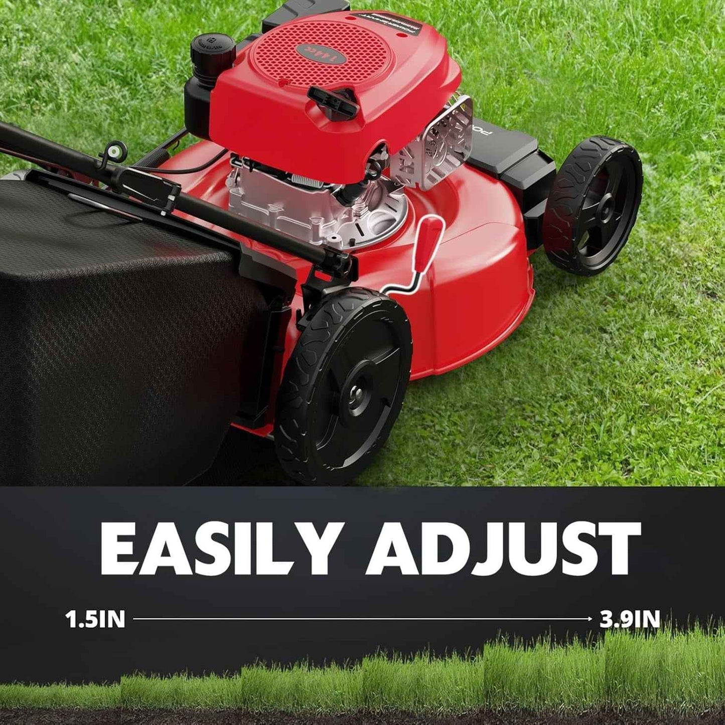 PowerSmart 21" 144cc Gas Push Lawn Mower , with 6-Position Height Adjustment
