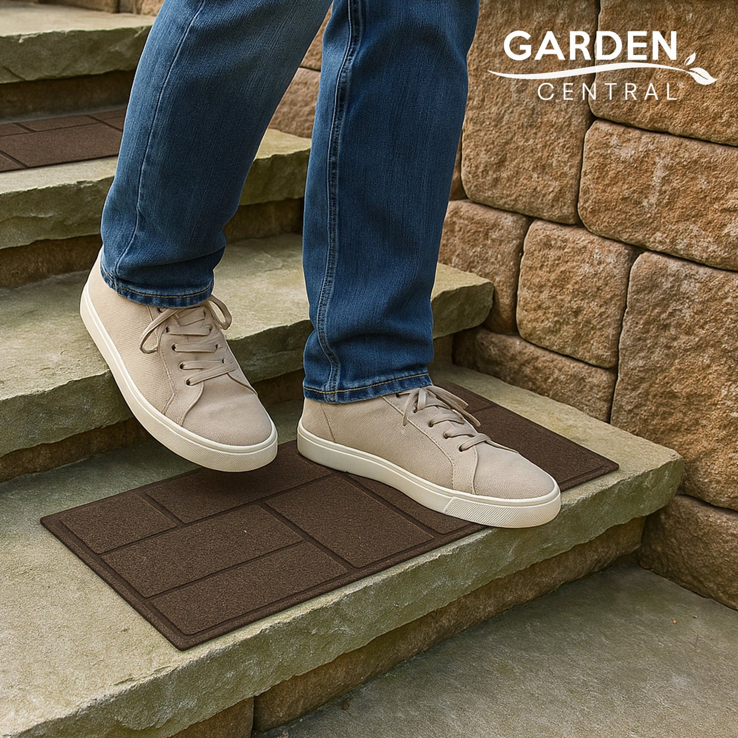Garden Central 4 Pack 10" x 24" Cobblestone Stair Tread Decorative Panels, Brown