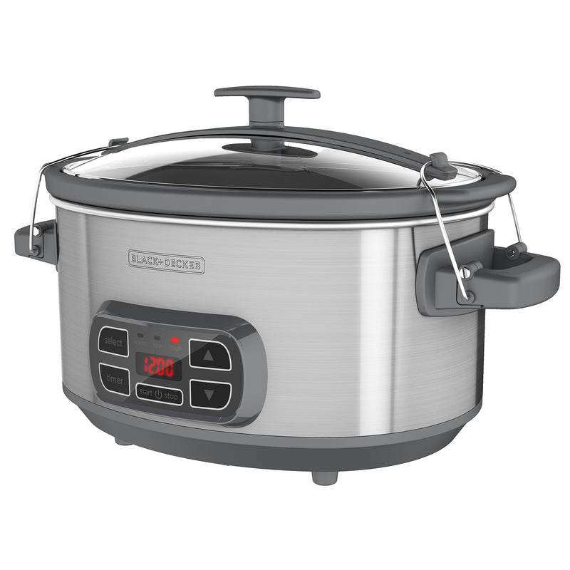 BLACK+DECKER 7 qt. Silver Stoneware Slow Cooker