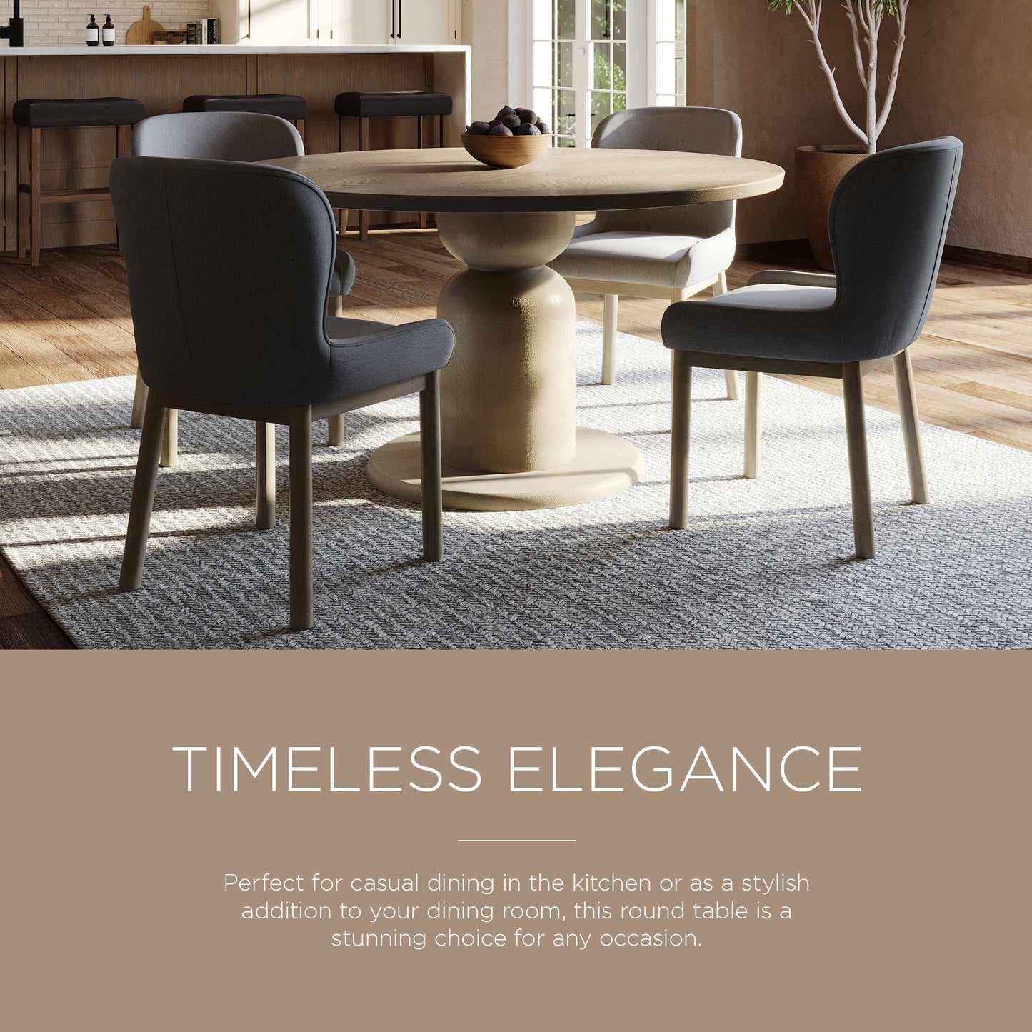 Mila Contemporary Round Wooden Dining Table in Refined Grey Finish