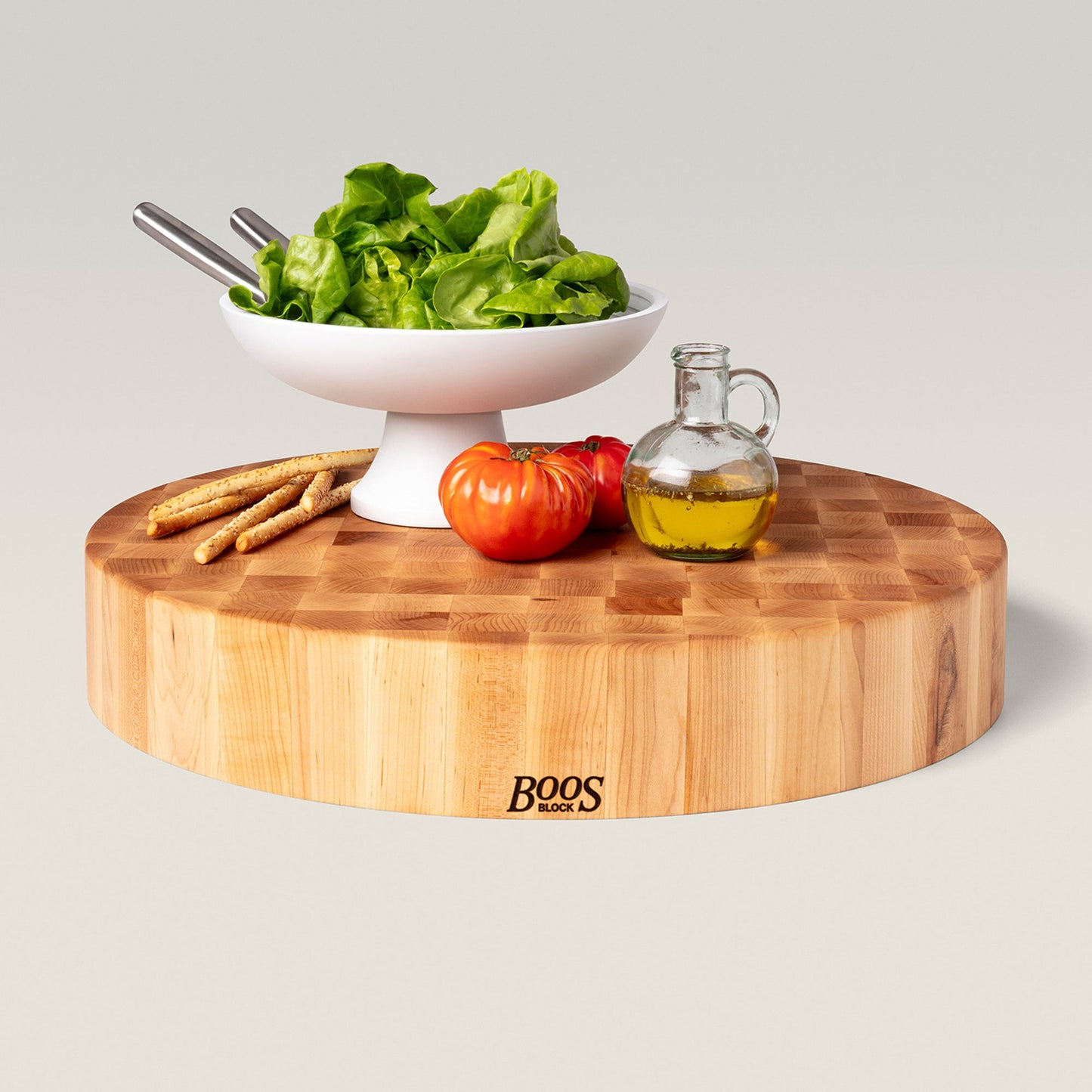 John Boos Medium Maple Wood End Grain Cutting Board for Kitchen, 24" x 24" x 4"