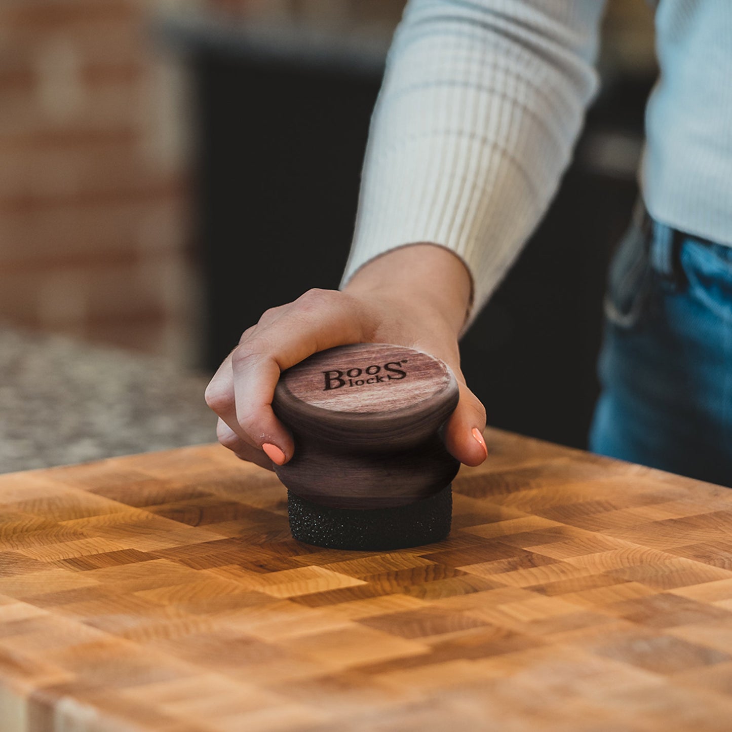 John Boos Butcher Block Oil & Cream Applicator for Wooden Surfaces, Walnut Wood