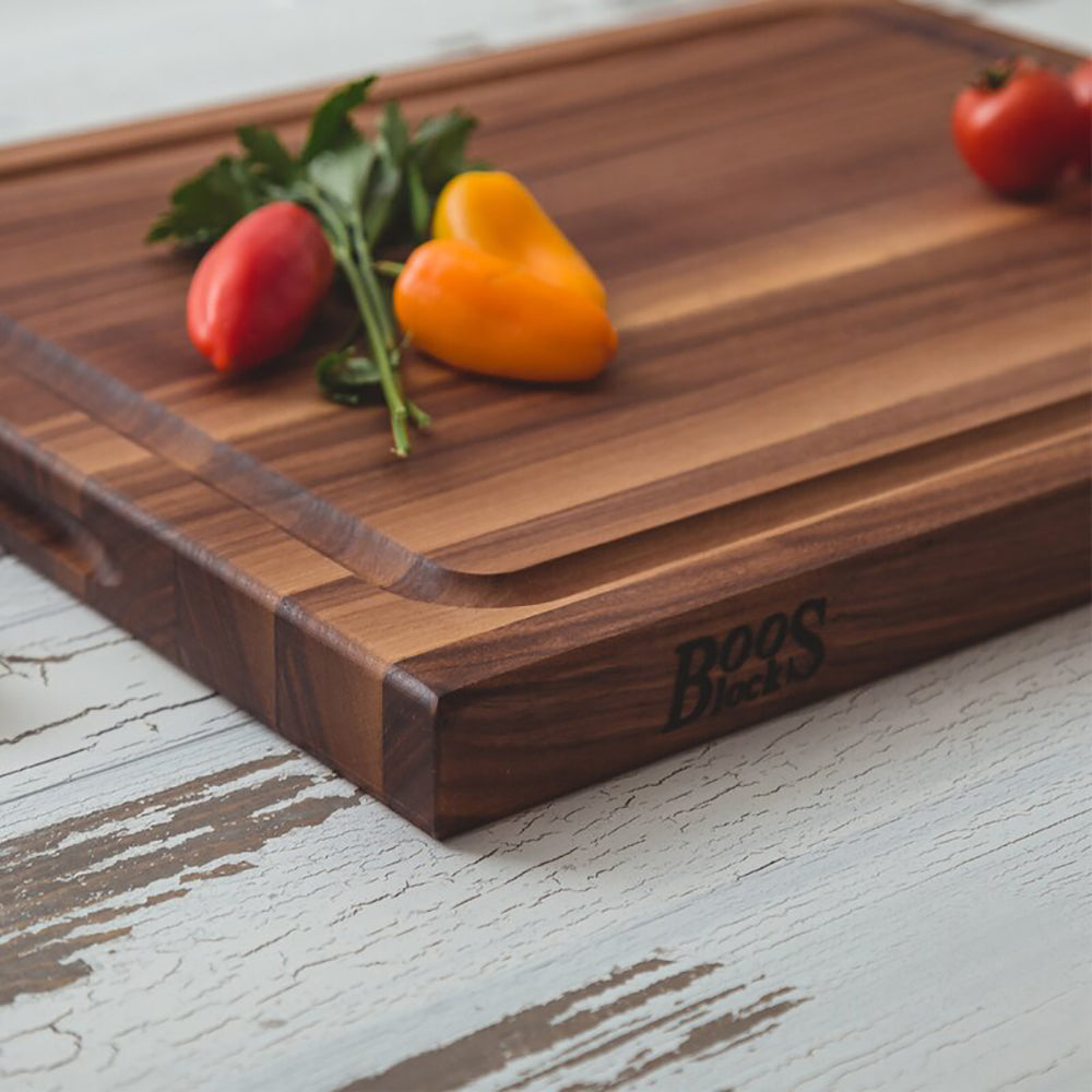 John Boos Walnut Wood Juice Groove Cutting Board w/ Boos Block Maintenance Set