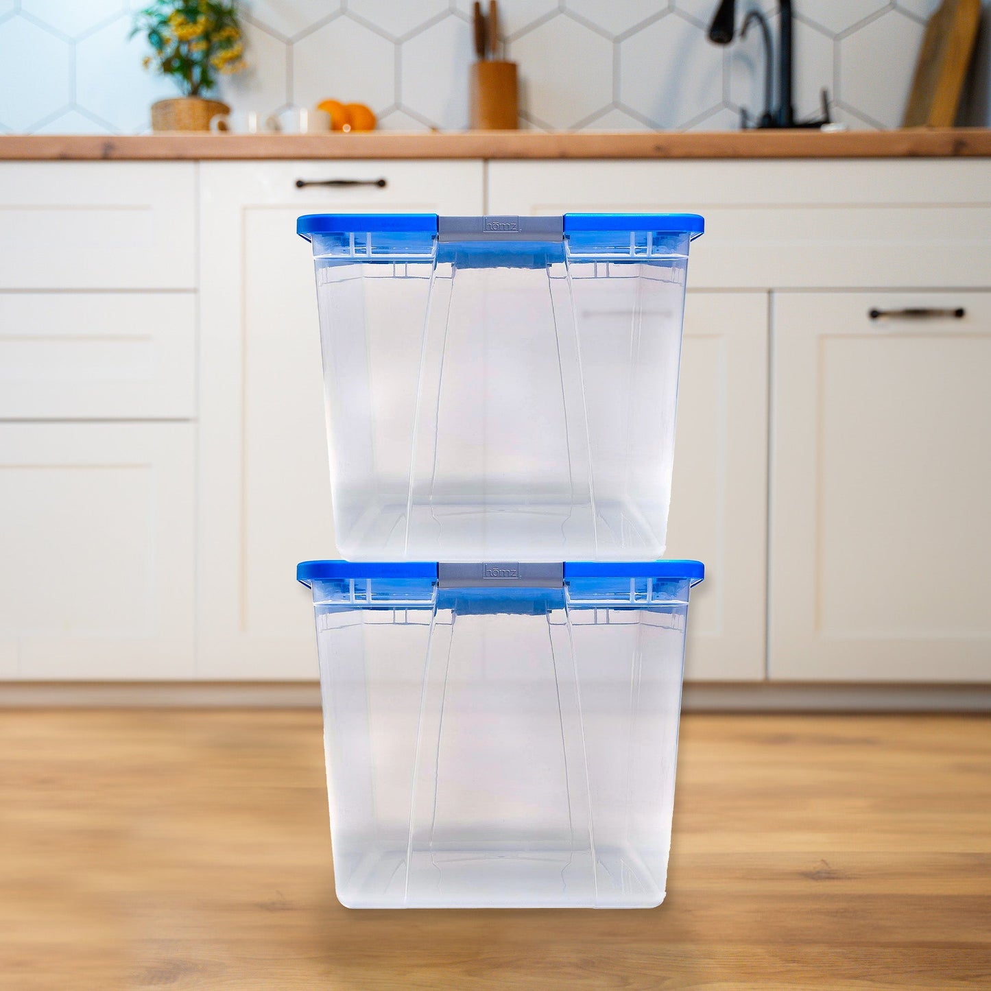 Homz 64 Qt Secure Latch Large Clear Stackable Storage Container Bin (4 Pack)
