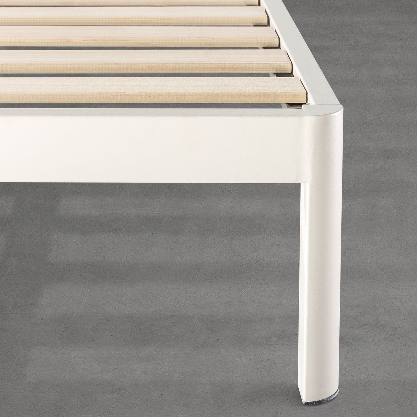 Mellow KERT Metal and Wood Platform Bed Frame with Upholstered Headboard, King