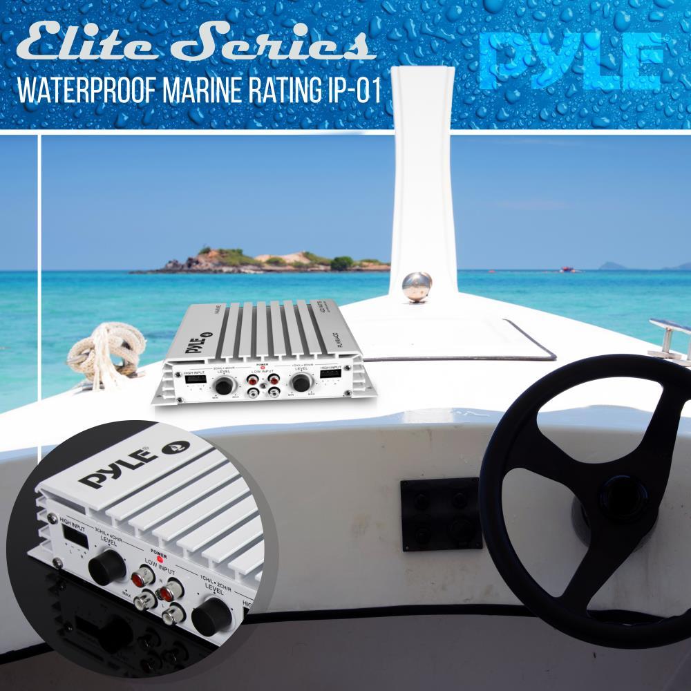 Pyle PLMRA400 400 Watt 4 Channel Waterproof Marine Boat Audio Amplifier, White - Find Fresh Goods