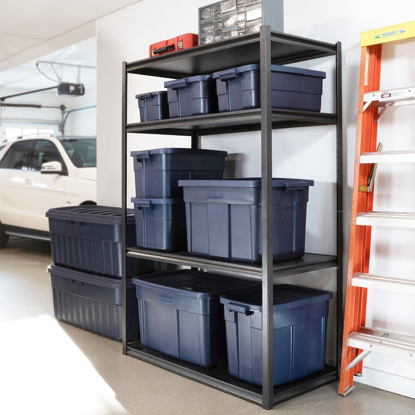 Rubbermaid 18 Gallon Stackable Storage Container, Dark Indigo Metallic (12 Pack)