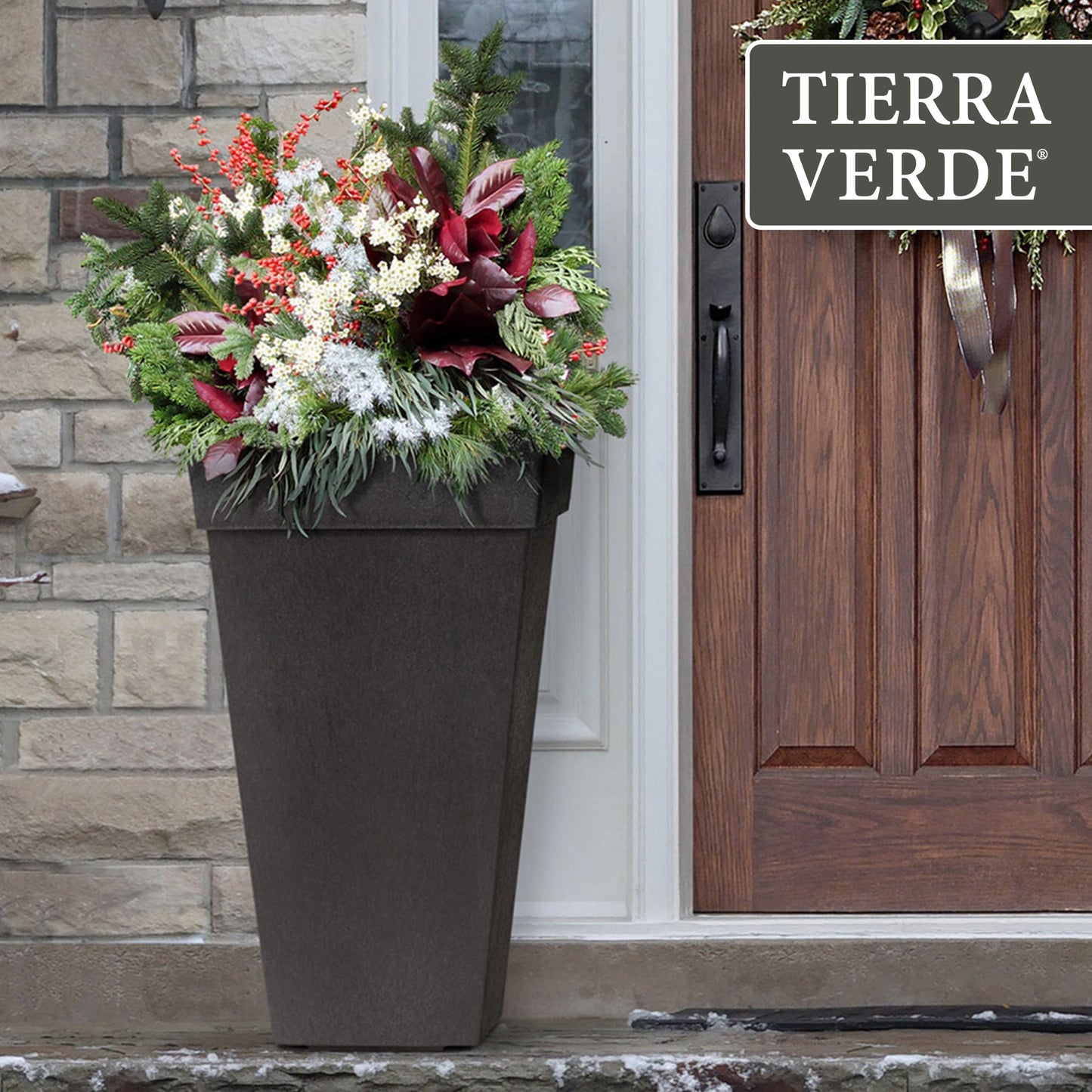 Tierra Verde 2 Pack Indoor Outdoor Self Watering Planter, Symphony, 15"W x 28"H
