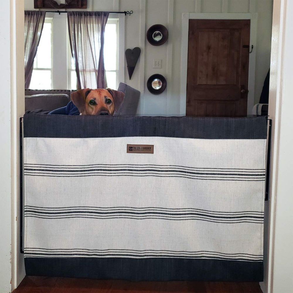 The Stair Barrier 27 to 42.5 Inch Wall to Wall Single Panel Swing Gate, Gray