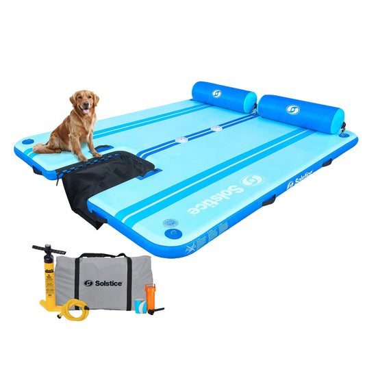 Solstice Original Floating Inflatable Dock RISE Water Mat 10 x 8 Foot Platform