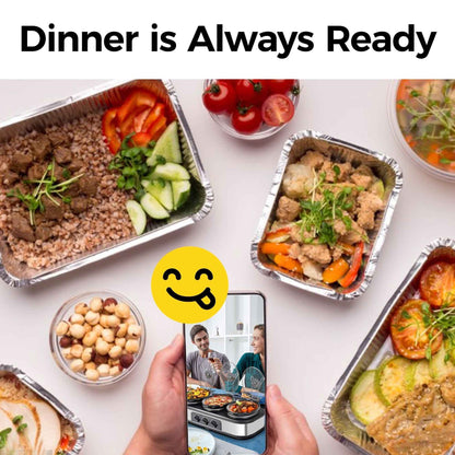 Sunvivi Triple Slow Cooker Food Warmer, 3 Removable Ceramic Pots (2.5 QT Each), Adjustable Temp & Stainless Steel Lids, Blue