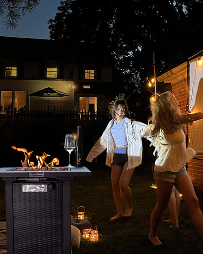 Legacy Heating 28" Square Wicker Propane Fire Pit Table - 50,000BTU, Lava Rock, ETL Certified - Patio, Deck, Backyard