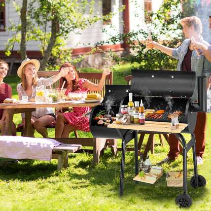 Segmart BBQ Charcoal Grill, 45.28-inch Length Portable Barbecue Grill, Offset Smoker Barbecue Oven with Wheels & Thermometer for Outdoor Picnic Camping Patio Backyard