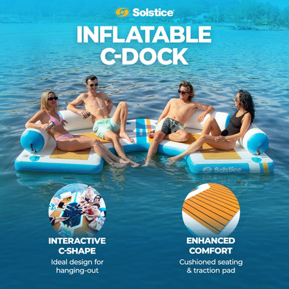 Solstice Original Inflatable Floating C-Dock Platform 11 Foot Water Mat Lounger
