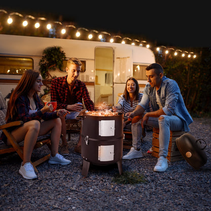 Zintown BBQ Charcoal Grill Outdoor Barbecue Pit Smoker with 3 IN 1 BBQ Grill for Patio Backyard