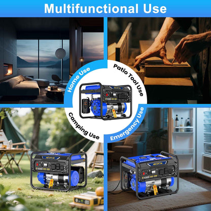 NEXPOW 4000W Portable Generator, Gasoline Powered RV Ready Generator for Backup Home & Outdoor Camping, EPA Compliant, 9H Full Load Runtime, Open Frame