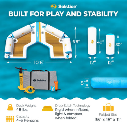 Solstice Original Inflatable Floating C-Dock Platform 11 Foot Water Mat Lounger