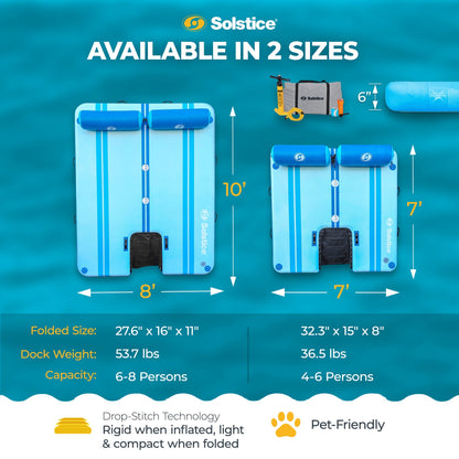 Solstice Original Floating Inflatable Dock RISE Water Mat 10 x 8 Foot Platform