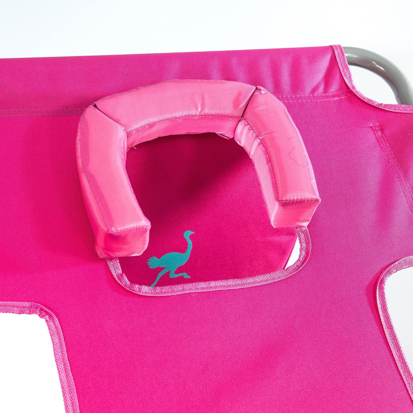Ostrich Chaise Lounge Folding Sunbathing Poolside and Beach Chair, Pink & Blue