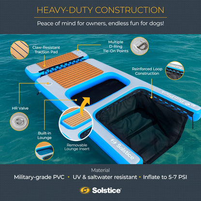 Solstice Inflatable Pup Plank Lounge Floating Ramp Dog Raft for 250+ lb Pets