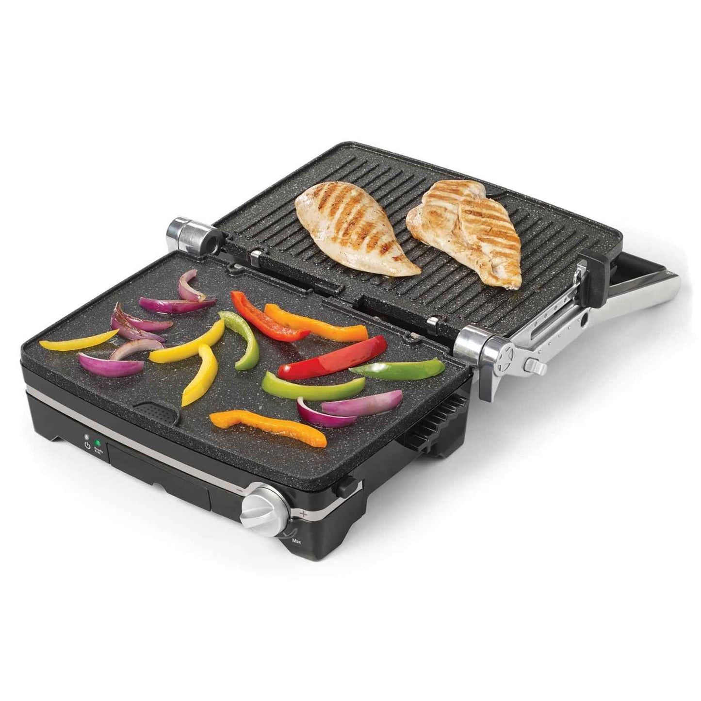 Starfrit 024505-002-0000 The Rock 1,500-Watt Panini Maker with Reversible Plates