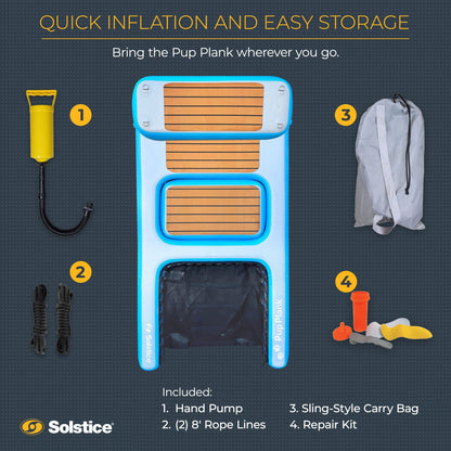 Solstice Inflatable Pup Plank Lounge Floating Ramp Dog Raft for 250+ lb Pets