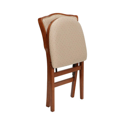 MECO Stakmore French Fabric Upholstered Seat Folding Chair Set, 2 Pack, Cherry