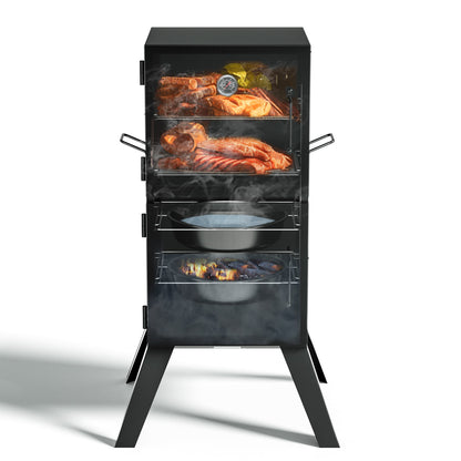 Kingchii Vertical Charcoal Smoker BBQ Grill with Built-in Thermometer, Portable Smoker for Backyard, Camping, Barbecue, and Outdoor Grilling